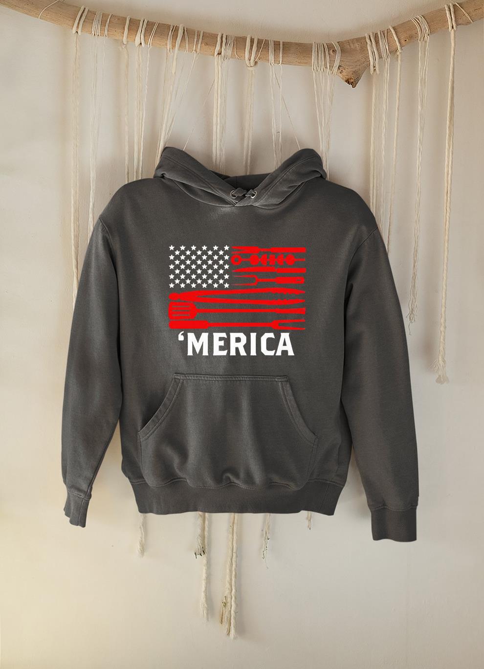 Merica BBQ America flag shirt