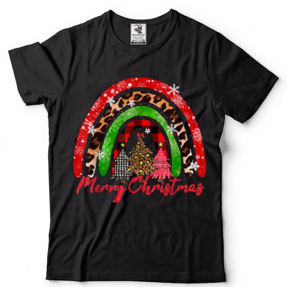 Merry Christmas Tree Leopard Rainbow Buffalo Plaid Xmas 2021 T Shirt Tee