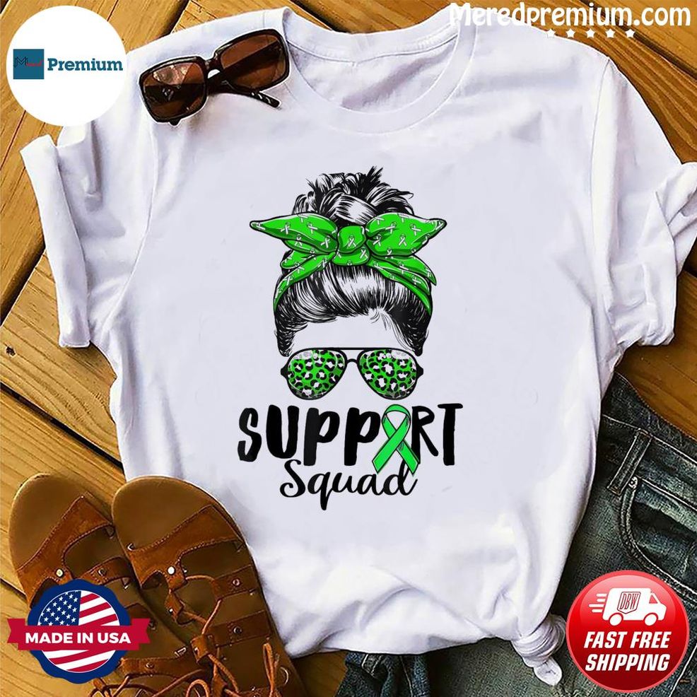 Messy Bun Support Squad Green Mental Health Awareness Month Shirt