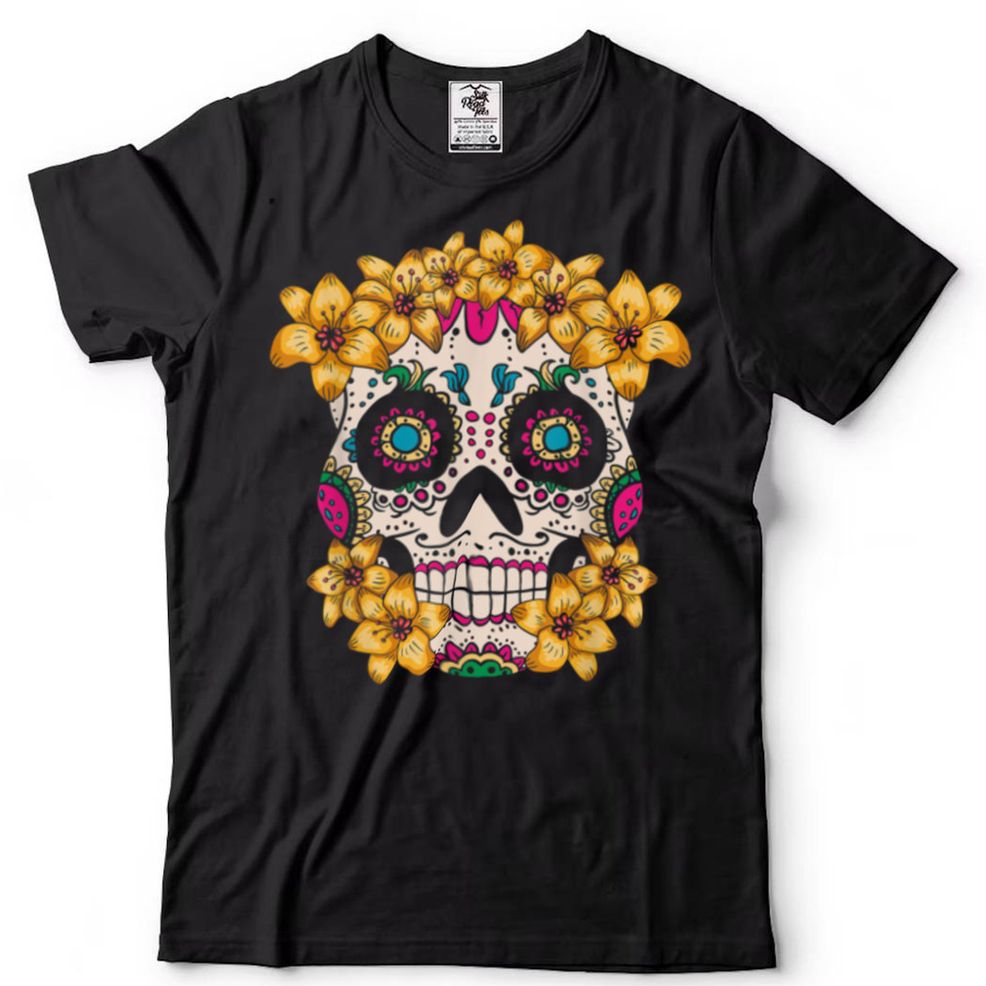 Mexican Skull With Flowers For The Day Of The Dead T Shirt