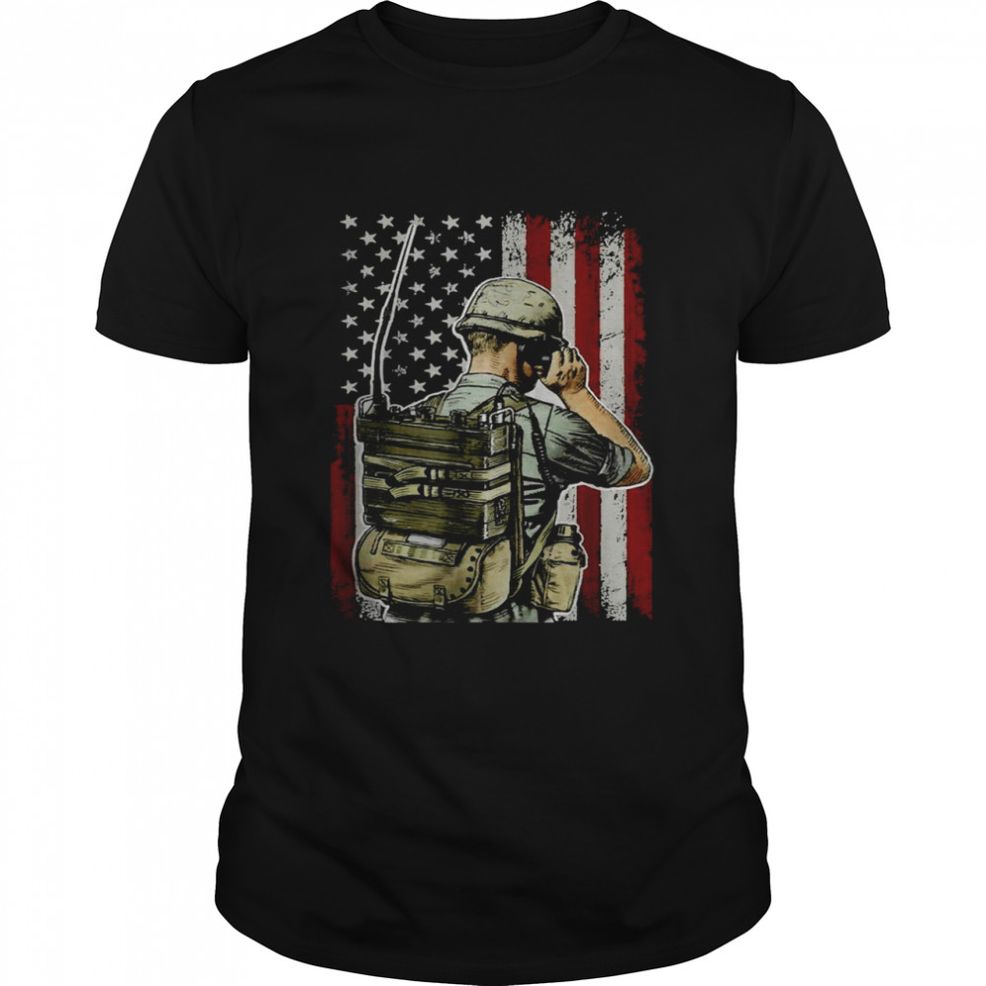 Military Radio Operator American Flag T Shirt