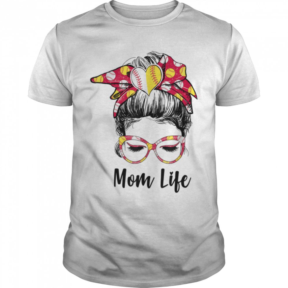 Mom Life Softball Baseball Mom Mothers Day 2022 Messy Bun T Shirt