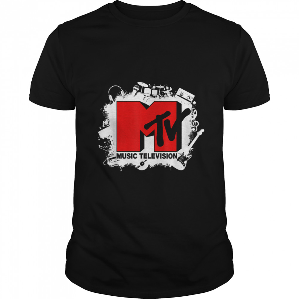 MTV Instrument Splatter Red Logo Graphic T-Shirt
