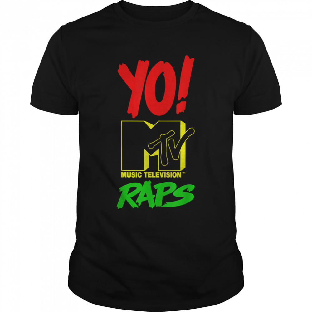 MTV Yo MTV Raps Red Yellow Green Stack Text T-Shirt