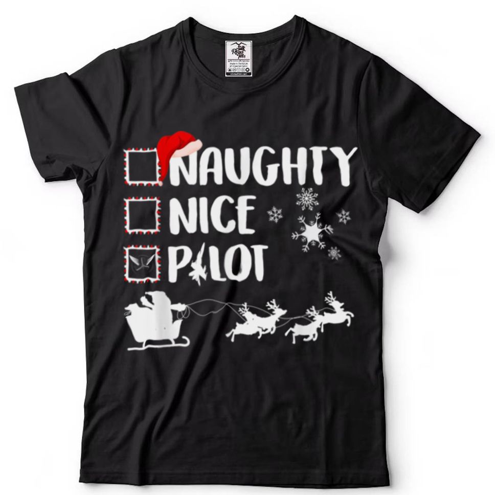Naughty Nice Pilot Christmas Pajama Xmas T Shirt