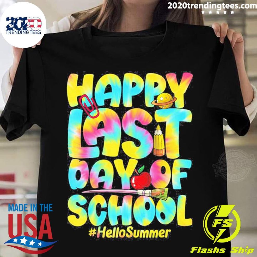 Nice Hello Summer Happy Last Day Of School 2022 Tie Dye Vacation T Shirt