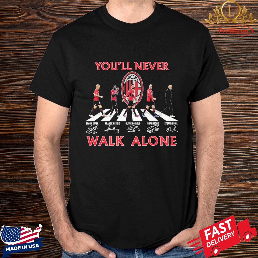 Official AC Milan Abbey Road You’ll Never Walk Alone Signatures Shirt