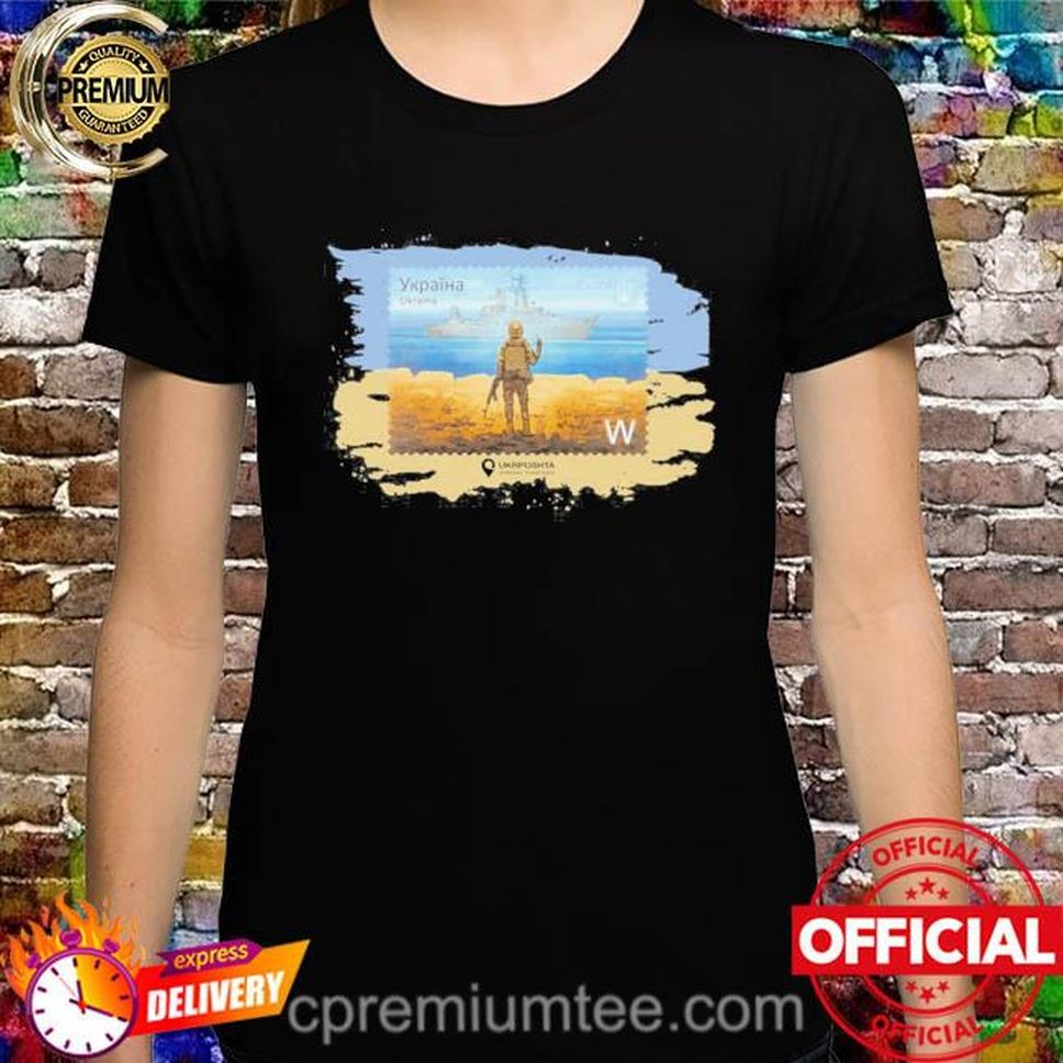 Official Russian Warship Go Fuck Yourself Ukraine Postage Stamp T Shirt