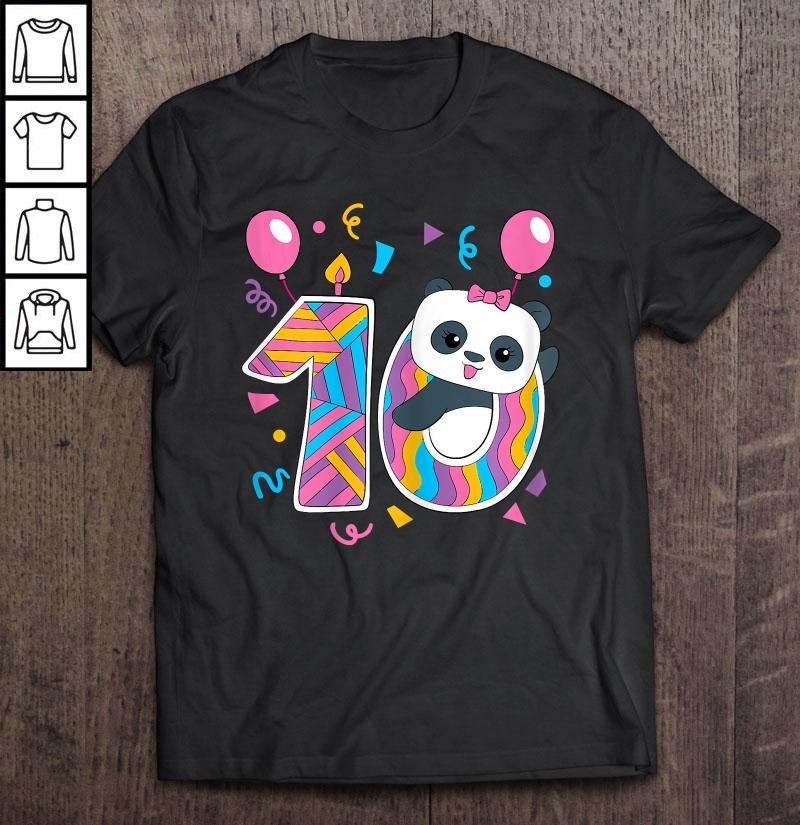 Panda I’m 10 Years Old Girls Birthday Party Shirt