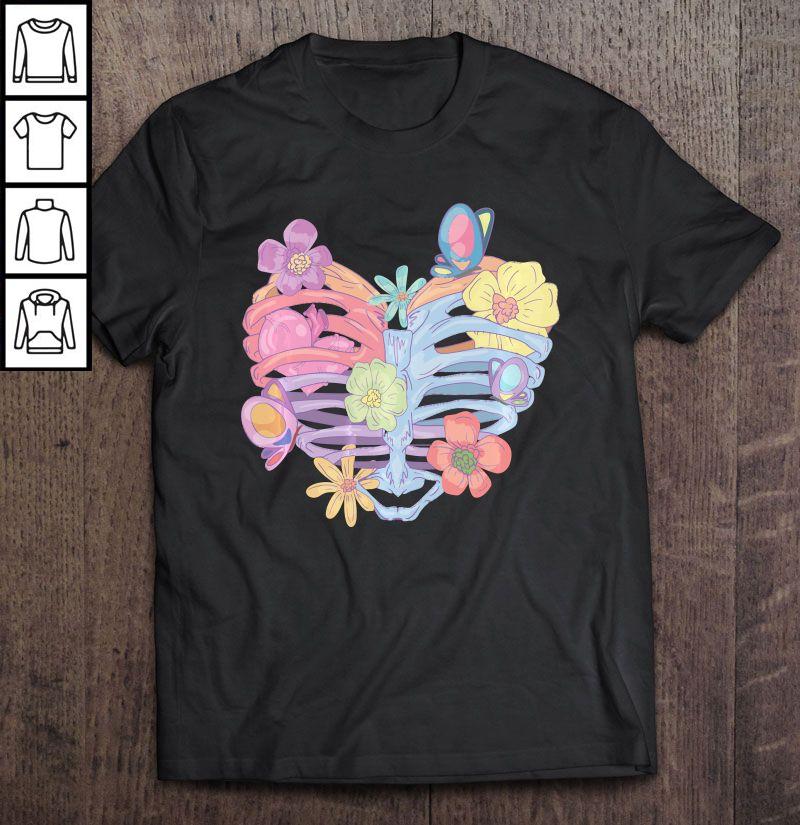 Pastel Goth Heart Ribcage With Butterflies Shirt