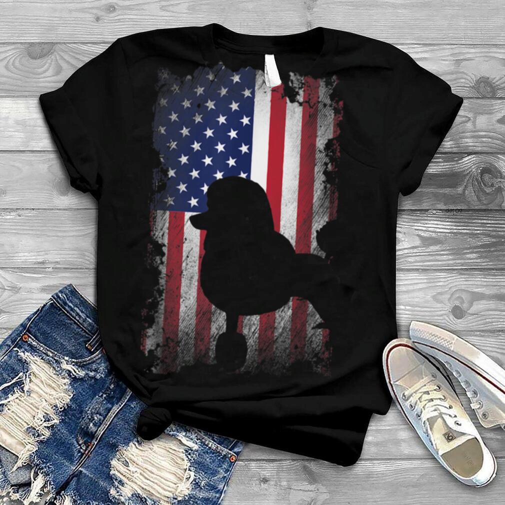 Patriotic Poodle American Flag Cool Dog Lover T Shirt