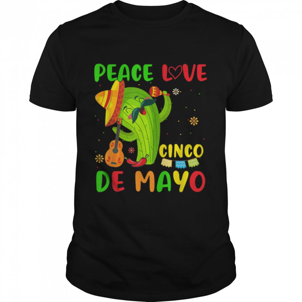 Peace Love Cinco De Mayo Cactus Guitar Lover Fiesta Party T Shirt B09W5PKZ2D