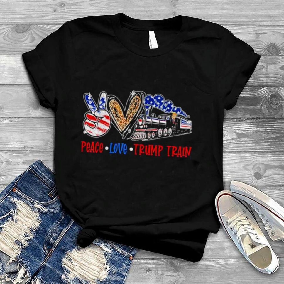 Peace Love Trump Train 2024 Vintage American Flag Shirt