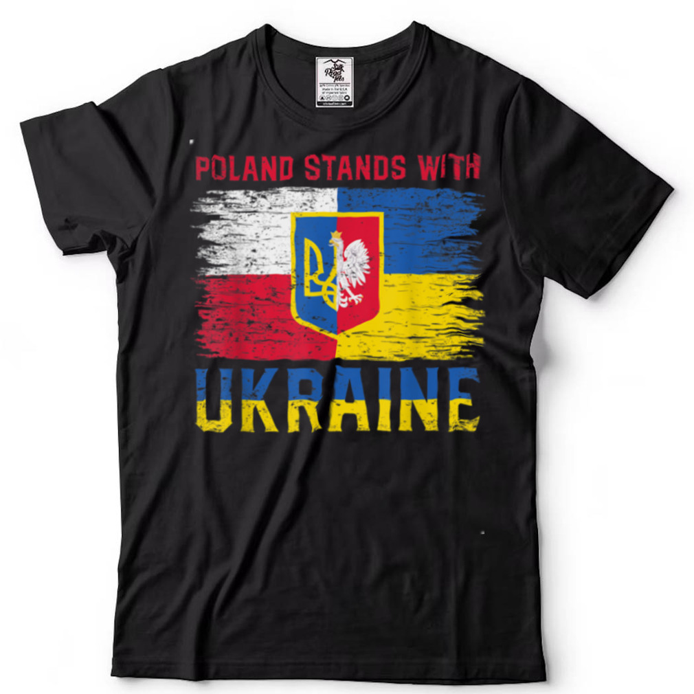 Poland Stands With Ukraine Polish Ukrainian Flag Vintage T Shirt B09VCTXHWT