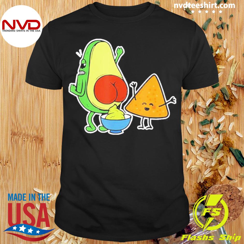 Pooping Avocado And Tortilla Chip Guacamole Poop Turd Vegan Shirt