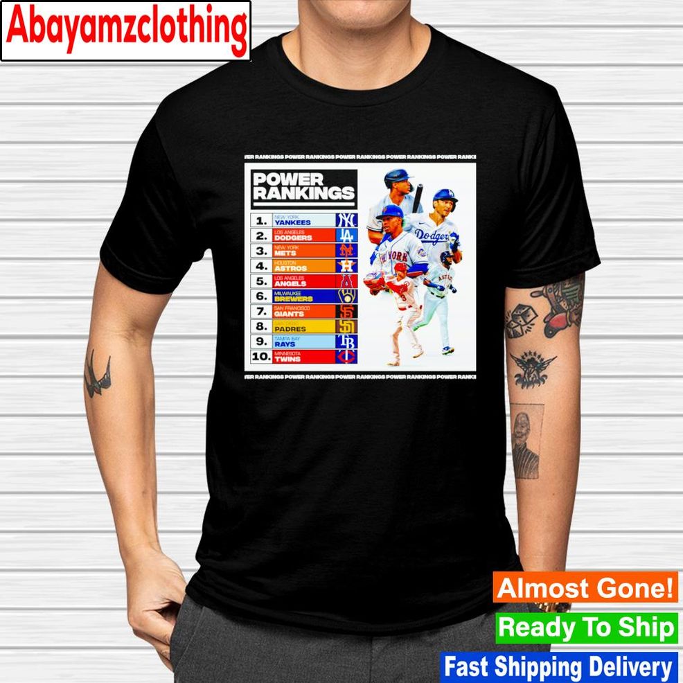 Power Rankings New York Yankees Los Angeles Dodgers New York Mets Shirt
