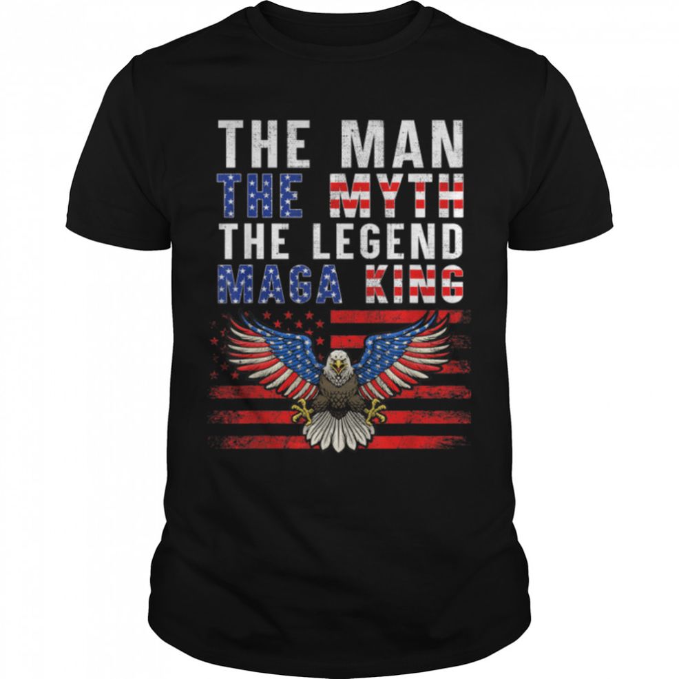 Pro Trump The Maga King The Man The Myth The Legend USA Flag T Shirt B0B1F52SBT
