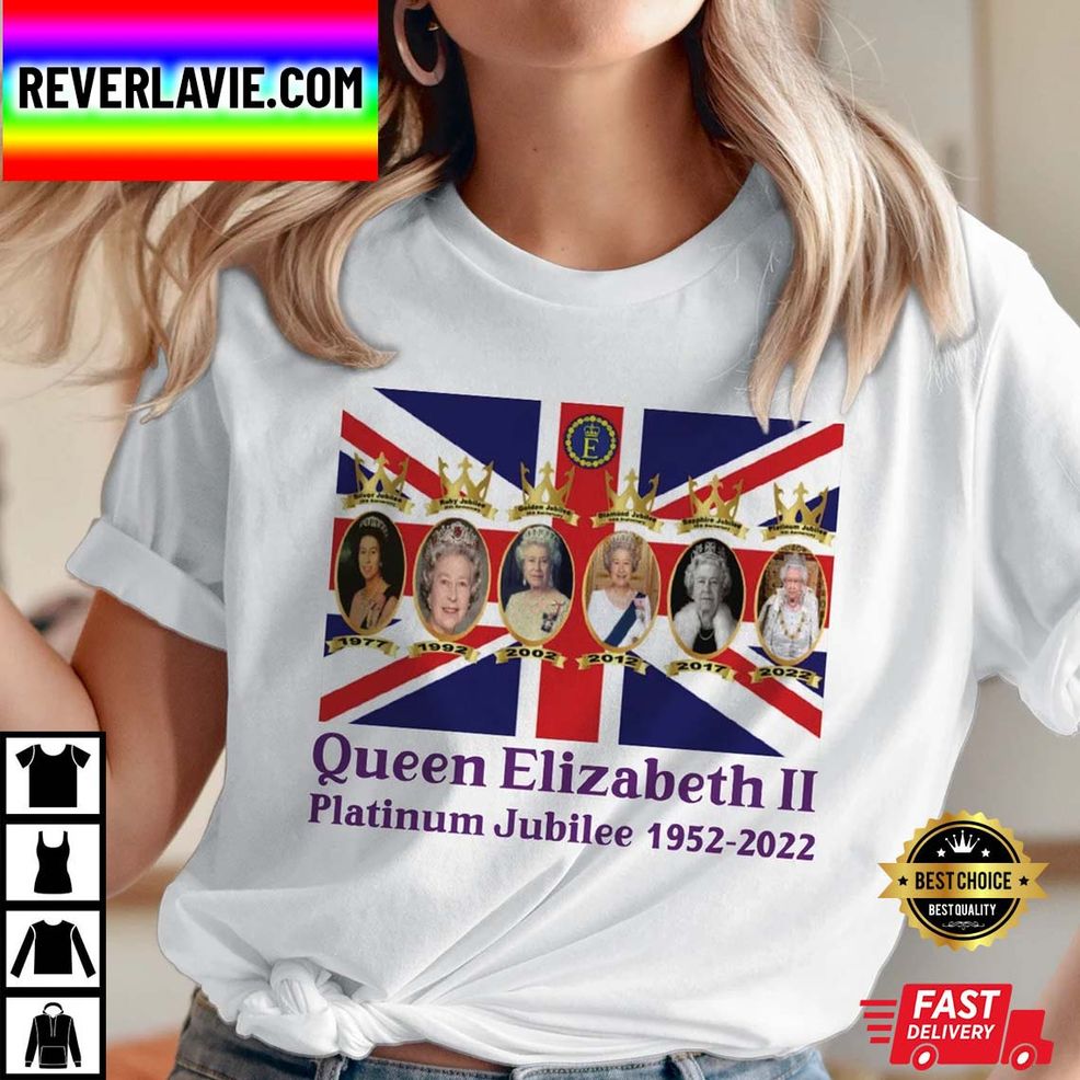 Queen Elizabeth II Platinum Jubilee 2022 Celebration Union Jack Queen’s Crowne British Monarch Royal Classic T Shirt