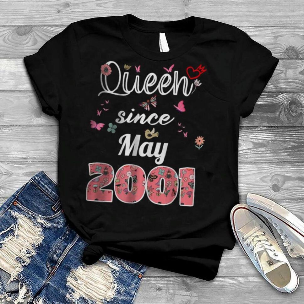 Queen Since May 2001 Flowers 2001 May Birthday T Shirt