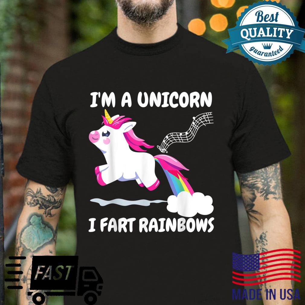 Rainbow unicorn with saying I fart rainbows Shirt