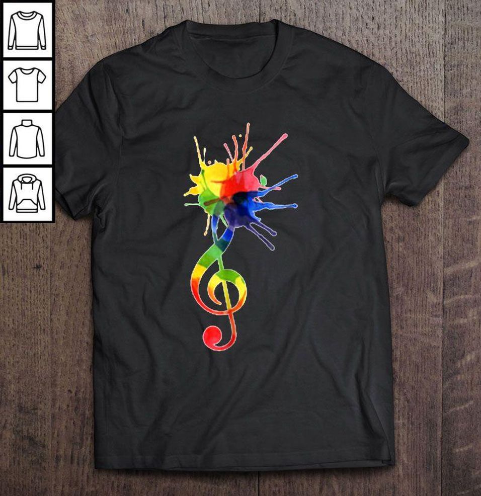 Rainbow Watercolor Treble Clef Musical Note Tee T Shirt