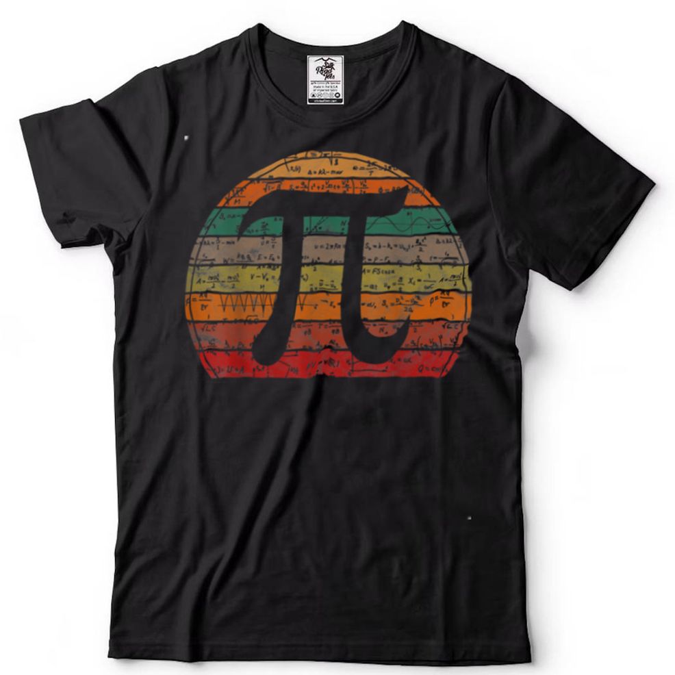 Retro Pi Symbol Sunset Gift Math Equations Geek Pi Day T Shirt