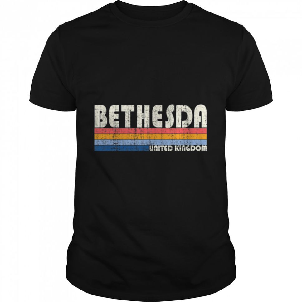 Retro Vintage 70s 80s Style Bethesda, United Kingdom T Shirt B09W8L9S3R