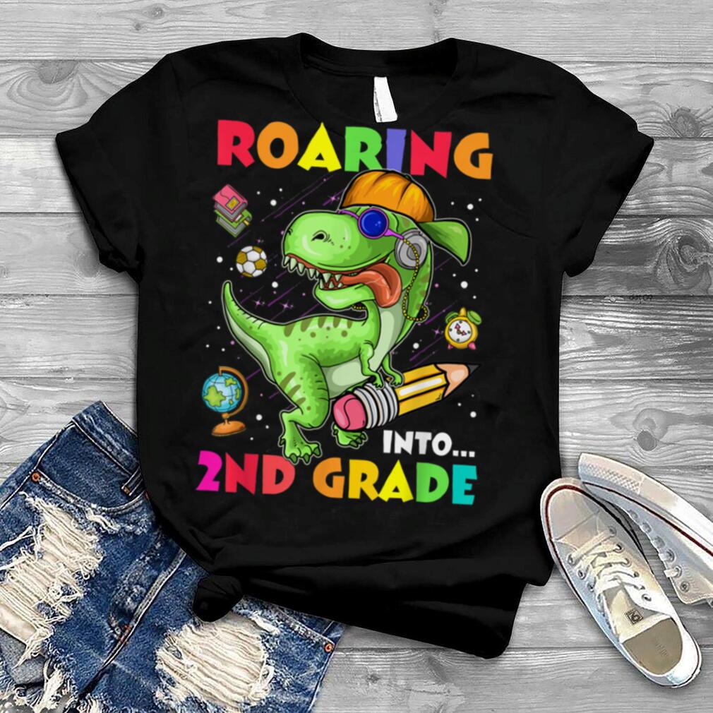 Roaring Into 2nd Grade Dinosaur Kids Back To School Boys T Shirt B0B2JVQJKB
