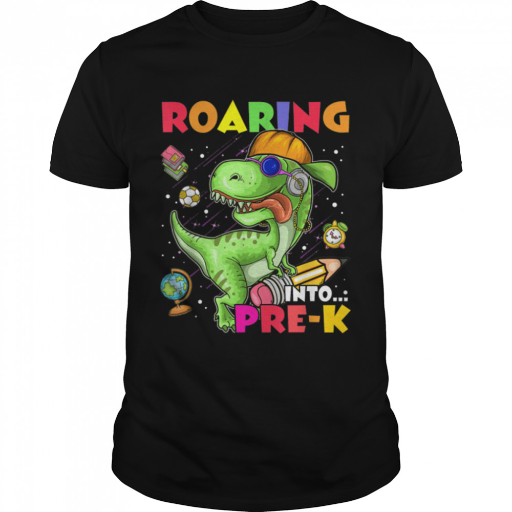 Roaring Into Pre K Dinosaur Kids Back To School Boys T-Shirt B0B2JY3HW7
