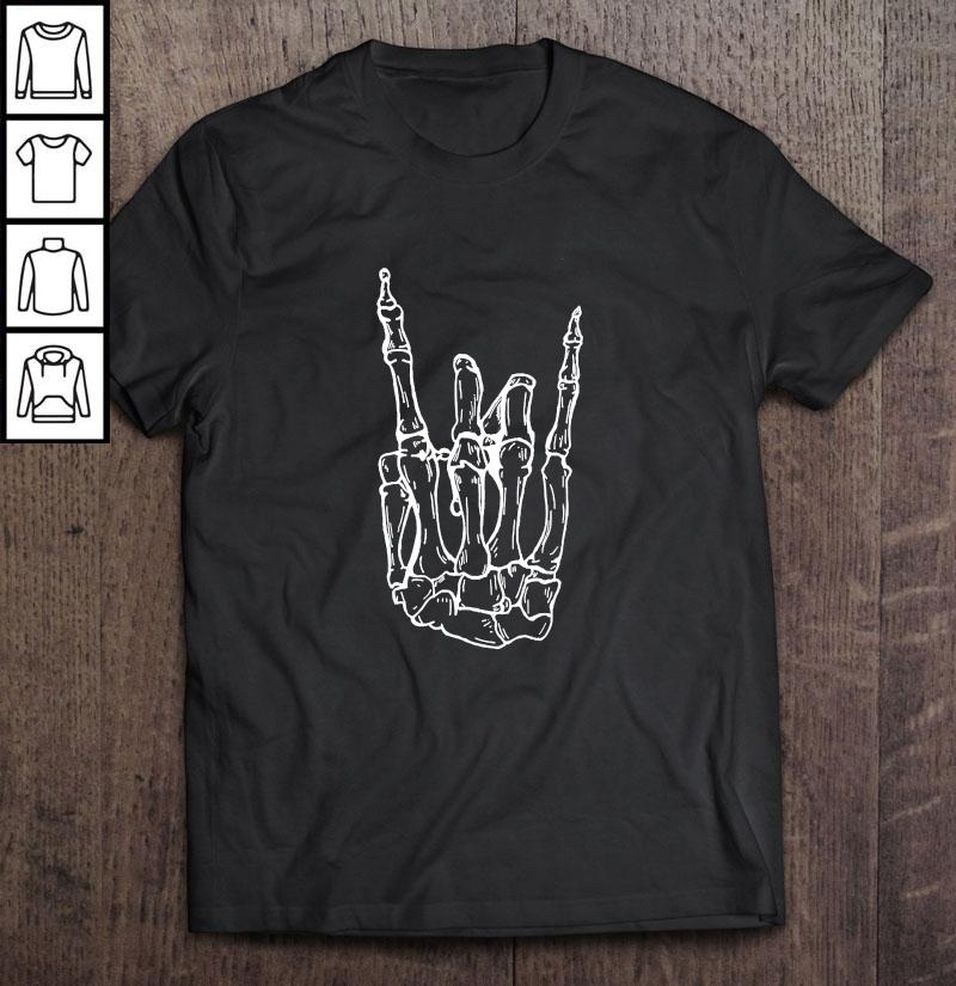 Rock Hand Shirt Skeleton Rocking It Heavy Metal Horns Tee Gift TShirt