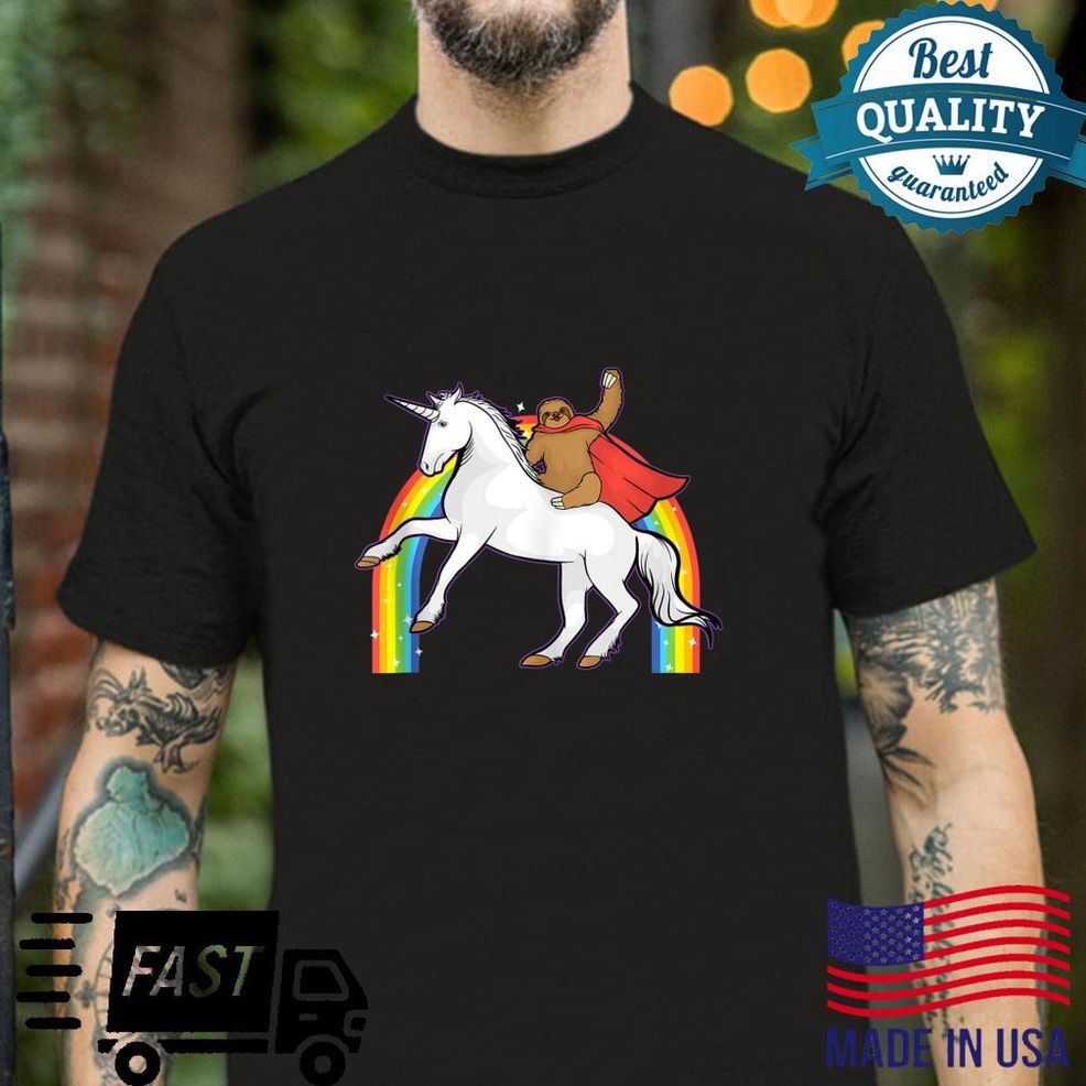 Sloth Riding A Unicorn LGBTQ Gay Pride Proud Ally Rainbow Shirt
