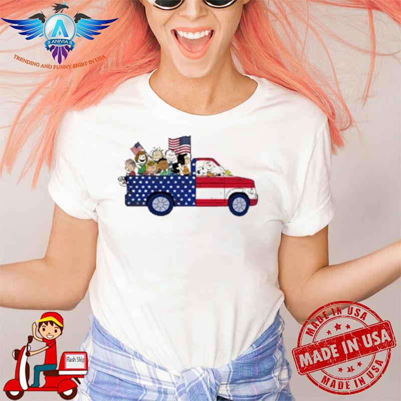 Snoopy and friends on America flag truck shirt