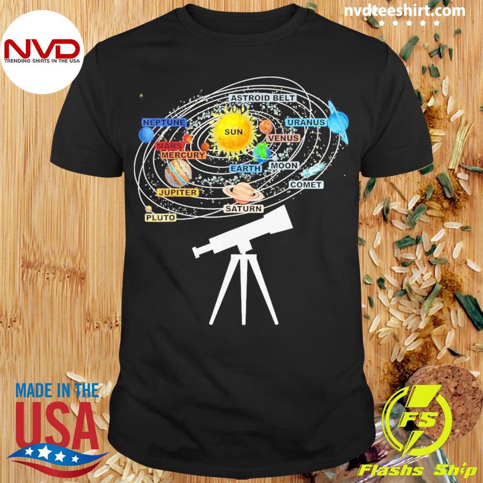 Solar System Planets Astronomy Space Science Telescope Shirt