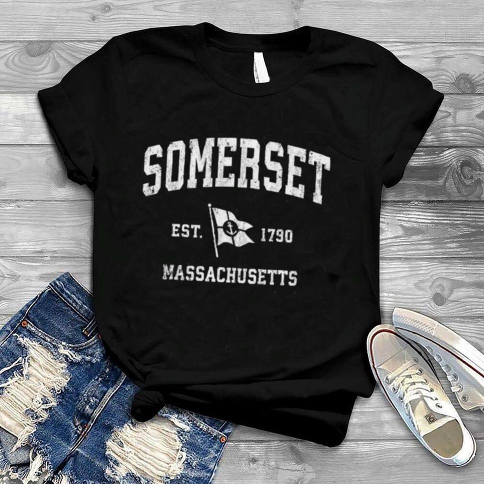 Somerset MA Vintage Nautische Bootsflagge Sport Langarmshirt Shirt