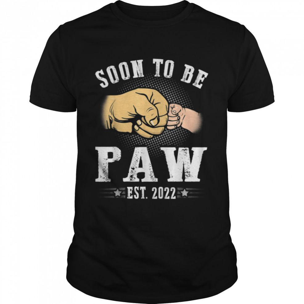 Soon To Be Paw Est.2022 Retro Fathers Day New Dad T Shirt B09ZQPG5TC