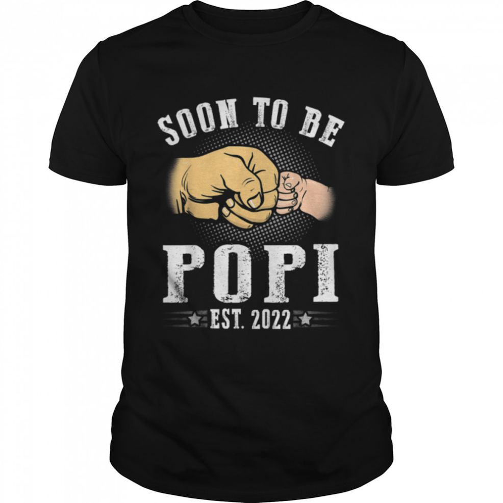 Soon To Be Popi Est.2022 Retro Fathers Day New Dad T Shirt B09ZQPBZVR