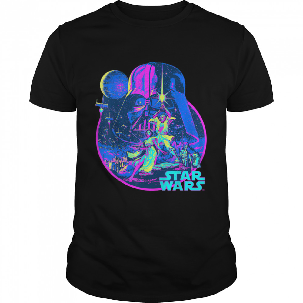 Star Wars Bright Classic Neon Poster Art Graphic T-Shirt