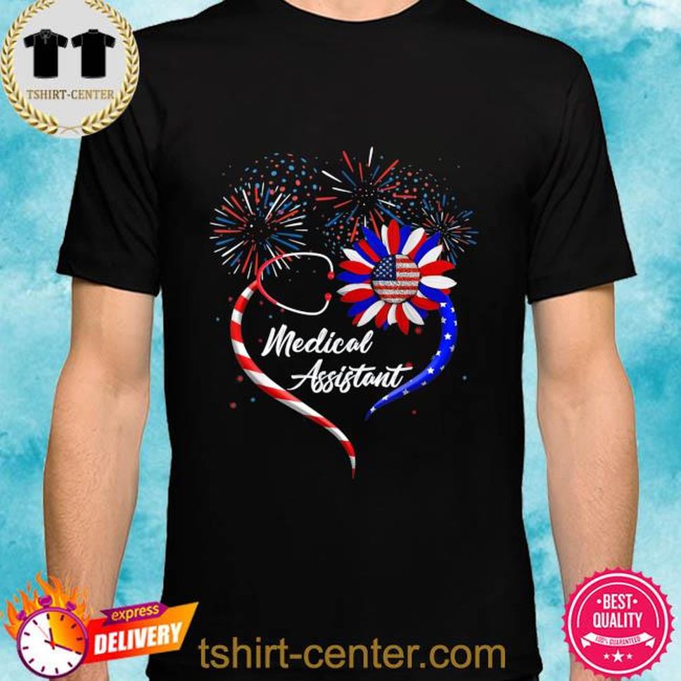 Stethoscope Sunflower Patriotic Medical Assistant 4th July Shirt