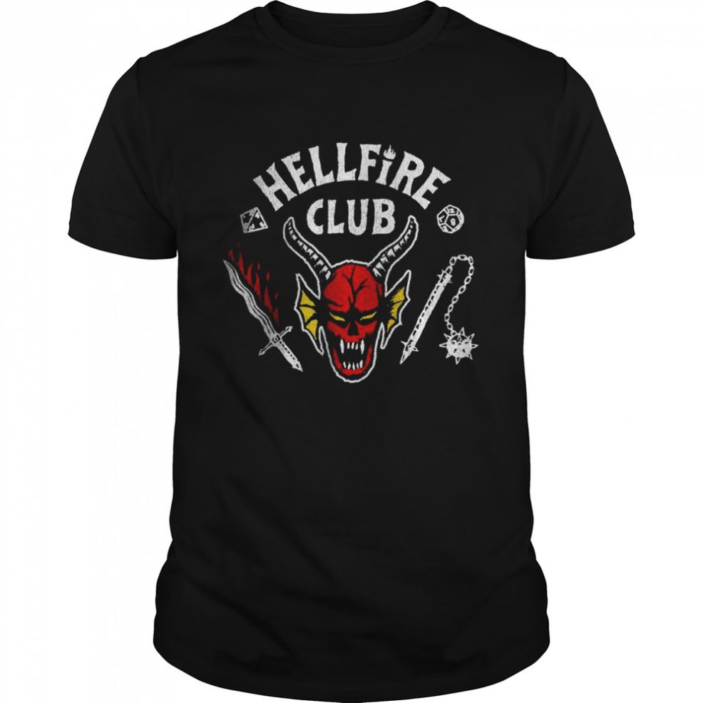Stranger Things 4 Hellfire Club Skull & Weapons T Shirt