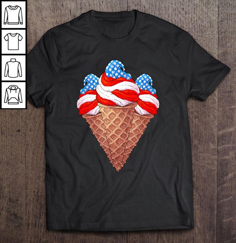 Summer Ice Cream Cones 4Th Of July American Flag TShirt