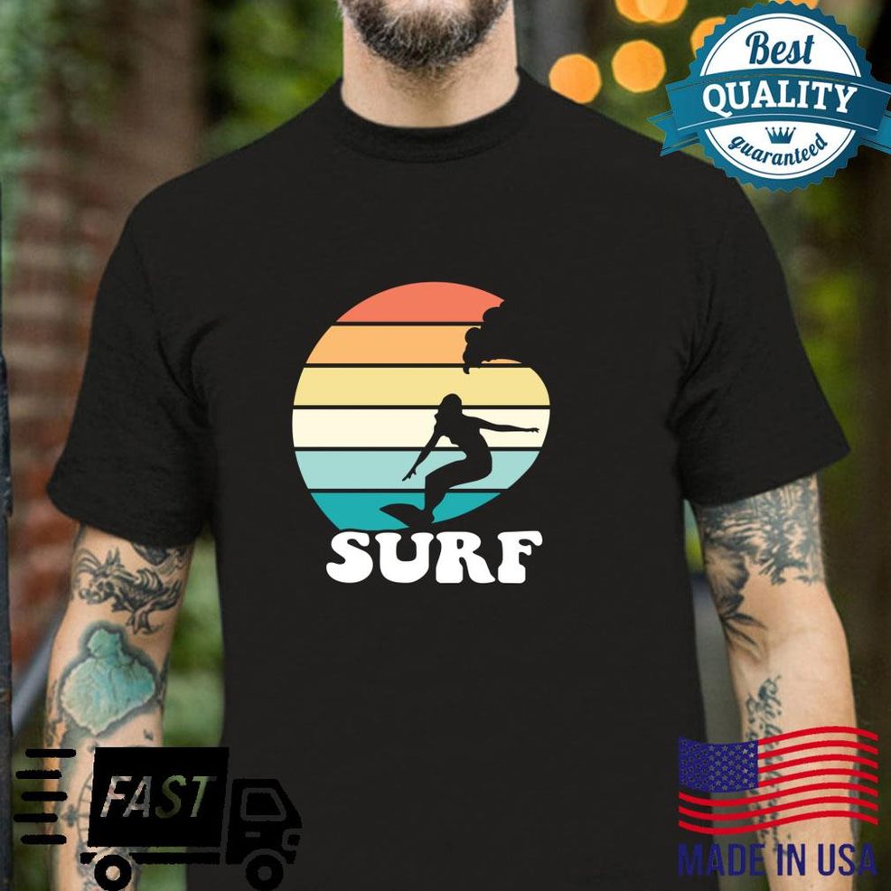 Surfer Girl Surfing Retro Beach Ocean Cute Langarmshirt Shirt