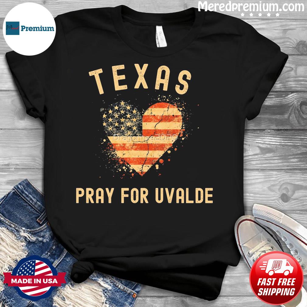 Texas Pray For Uvalde Heart American Flag shirt