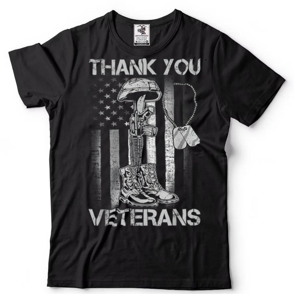 Thank You Veterans Proud Veteran Combat Boots US Flag T Shirt