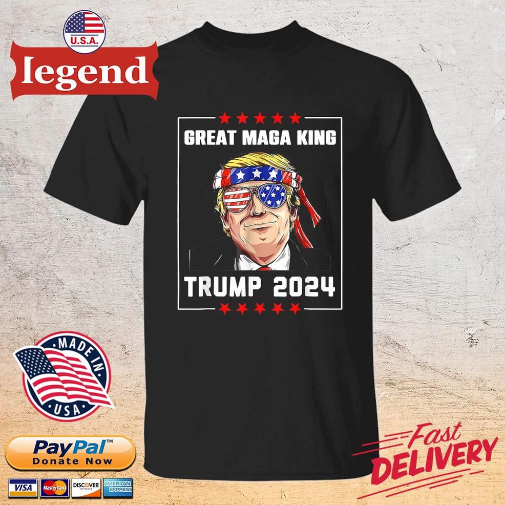 The Great Maga King Donald Trump Sunglasses 2024 Stars USA Flag Shirt