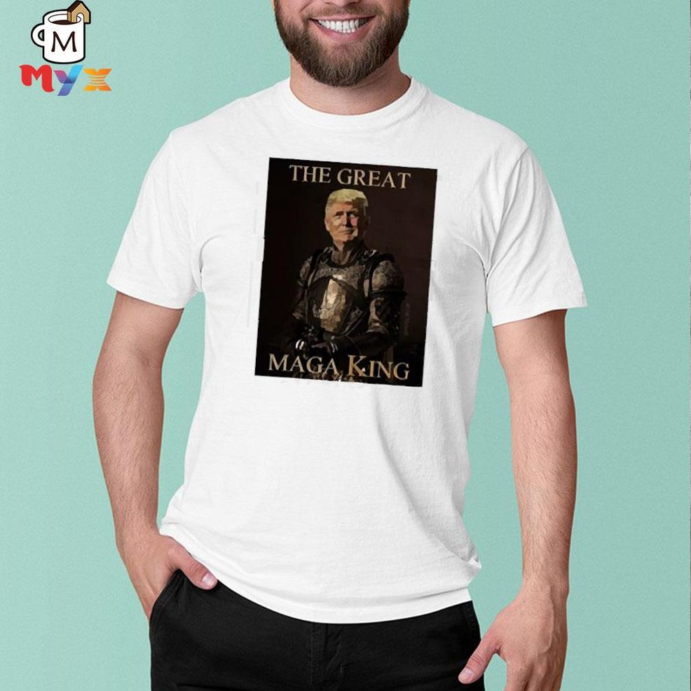 The Great Maga King With A Picture Of Trump Election2022 Donald Trump The Great Maga King Ragdollblues Shirt