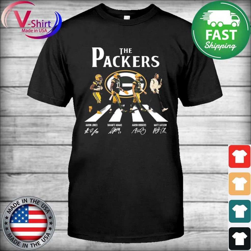 The Packers Aaron Jones And Davante Adams And Aaron Rodgers And Matt Lafleur Abbey Road Signatures Shirt