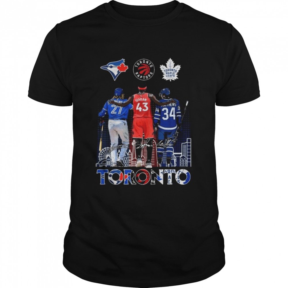 Toronto Sports Vladimir Guerrero Jr. Pascal Siakam And Auston Matthews Signatures Shirt