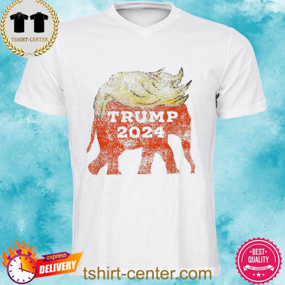 Trump 2024 GOP Republican Elephant With Trump Hair Tee Shirt