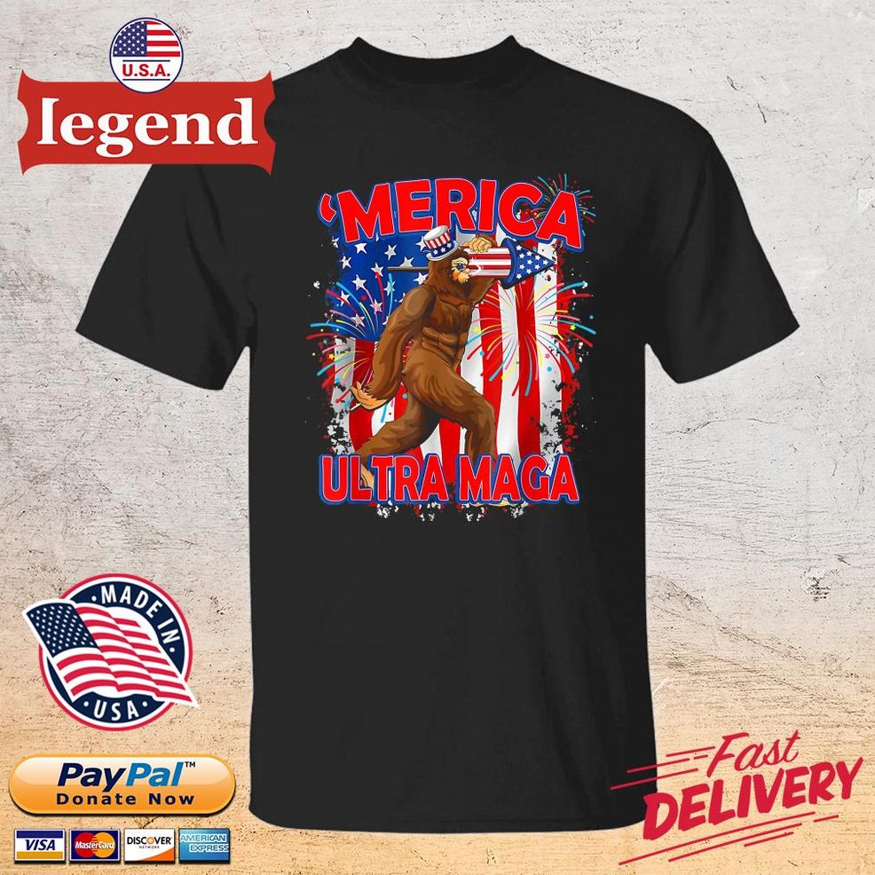 Ultra Maga 4th Of July Bigfoot American Flag Vintage Shirt