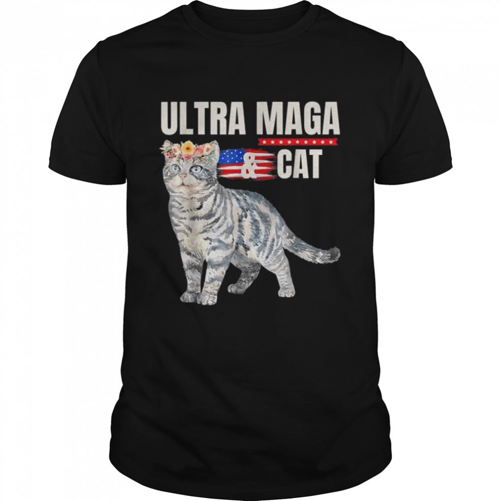 Ultra Maga And Cat Anti Biden Shirt